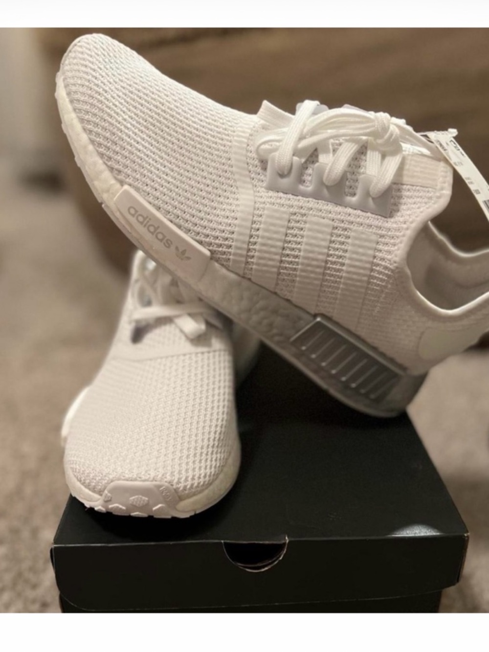adidas White Knit Low-Top Sneakers